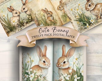 Easter Bunny Junk Journal: Spring Daffodil Scrapbook Paper (Digital Download)