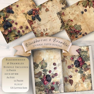 Mûres et ronces, Journal des déchets, Page de journal, Imprimable, Téléchargement numérique, Album de coupures, Fournitures créatives, Arrière-plan, Automne, Automne