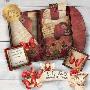 Ruby Faith Prayer Folio, Christian Junk Journal, Scrittura, Stampabile, Effimere, Regali per lei, Biglietti di preghiera, Download digitale, Salmi, Artigianato