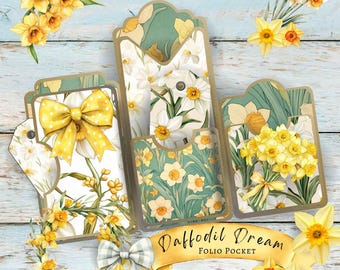 Daffodil Junk Journal Folio Pocket: Spring Ephemera (Digital Download)