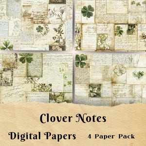 Diario basura del día de San Patricio, imprimible, trébol, trébol de cuatro hojas, papel para álbum de recortes, papel de fondo, carta escrita a mano, caligrafía