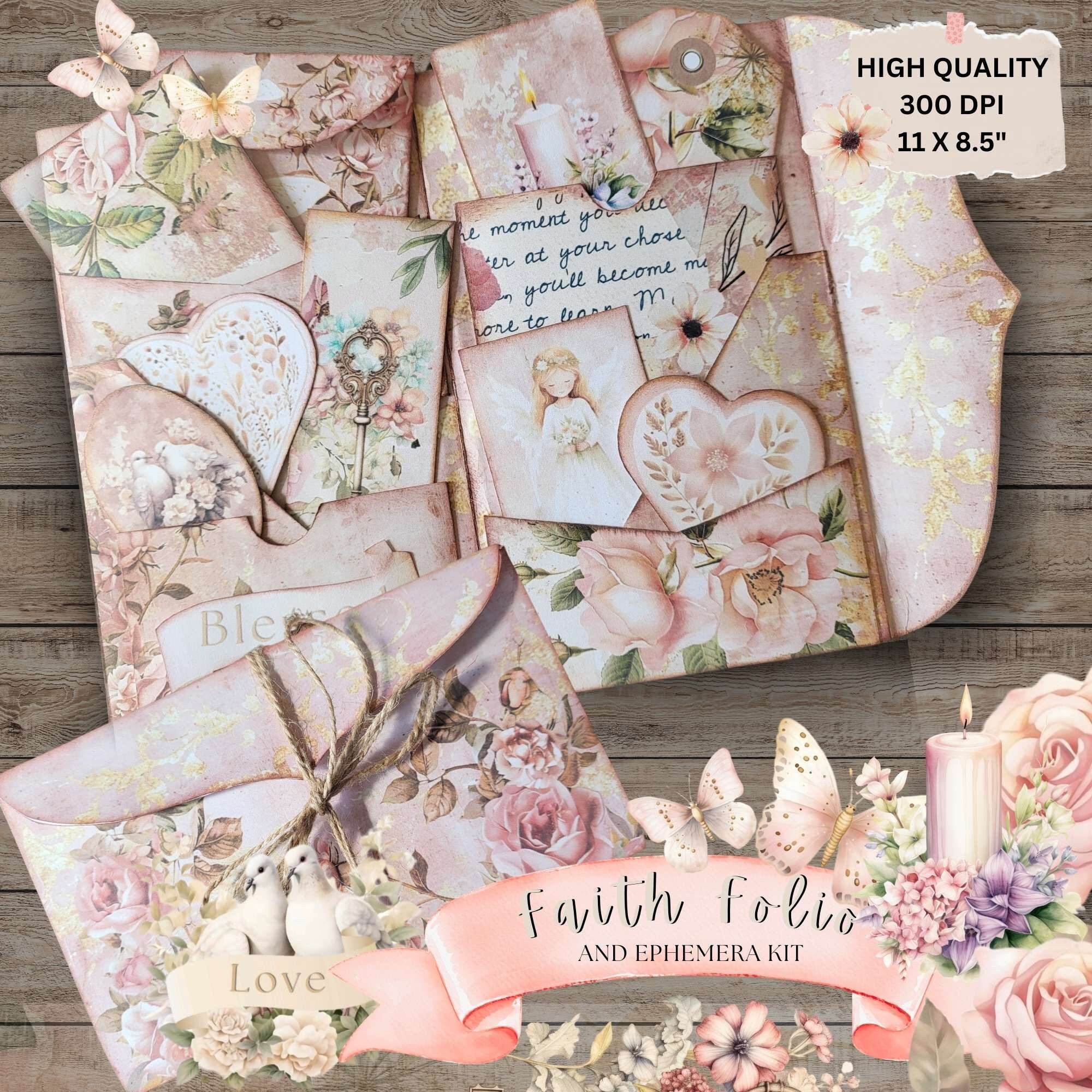 Faith Prayer Junk Journal Kit: Christian Ephemera (Digital Download)