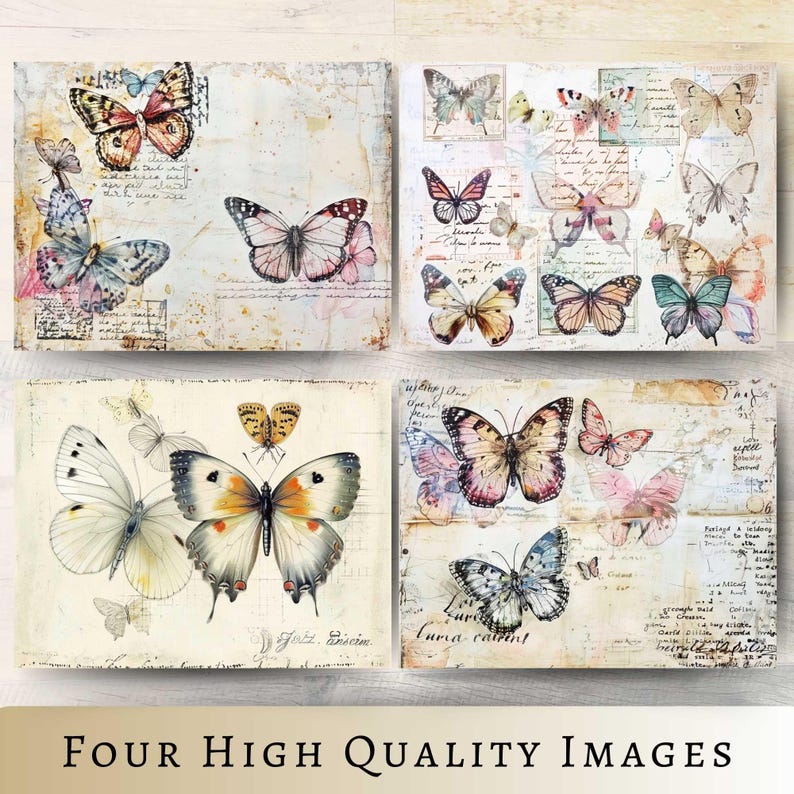 Butterfly Collage Digital Paper: Junk Journal Printable (8.5x11 US ...