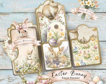 Easter Bunny Junk Journal Folio Pocket: Spring Ephemera (Digital Download)