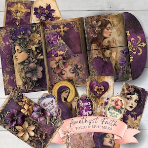 Folio Folio améthyste, Junk Journal Écritures imprimable, kit Christian Junk Journal, kits Bible Junk Journal, Journal indésirable, Écritures imprimable