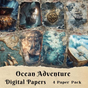 Ocean Junk Journal, Landkarte Junk Journal, Printable Scrapbook und Hintergrundseite, Nautical Journal, Reise Junk Journal,Männer Junk Journal