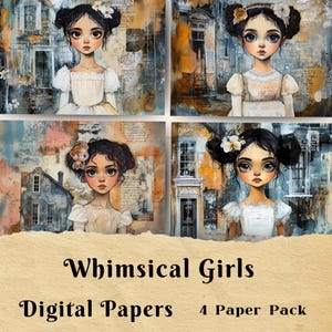 Whimsical Girls Junk Journal: Scrapbook Paper Ephemera (Digital Download)