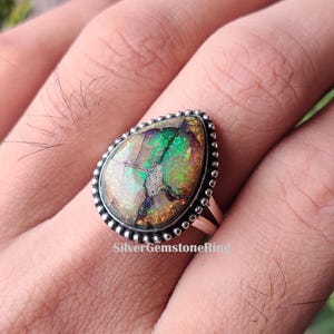 Monarch Opal Ring: Solid 925 Sterling Silver Gemstone Band Ring