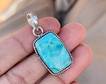 Colgante de turquesa Kingman auténtica, plata de ley maciza, delicado colgante, joyería para mujer
