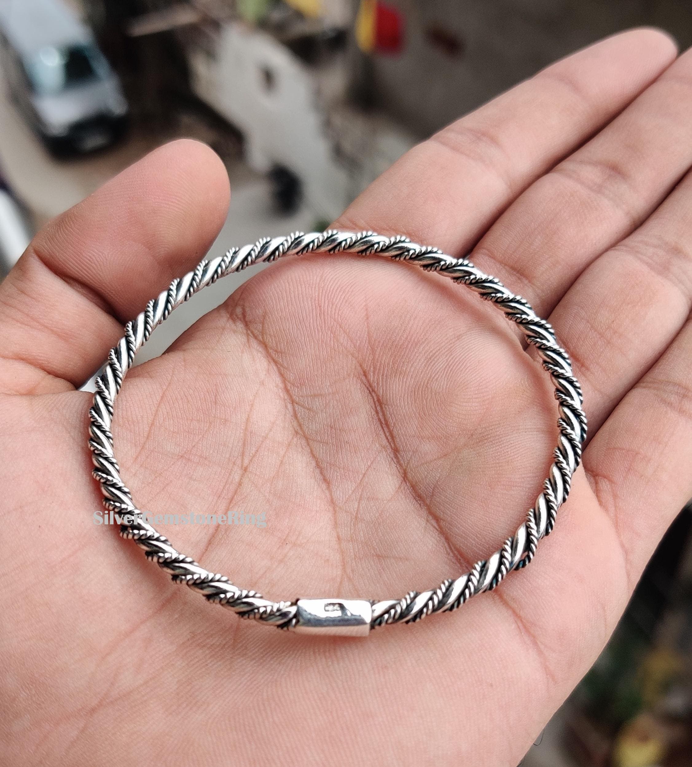 アクセサリー COZY Silver 925 Bangle Handmade Chunky Jewelry, 925 Sterling Silver Bangle: Solid Silver