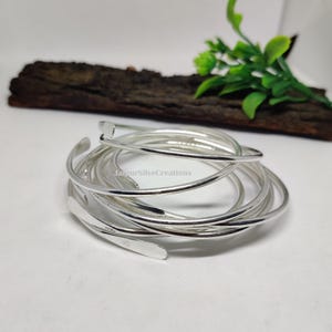 Designer Set Of 7 Silver Bangles, Handcrafted Silver Bangles, 925 Sterling Silver, Adjustable Bangles, Women Bangles, Stackable Bangles