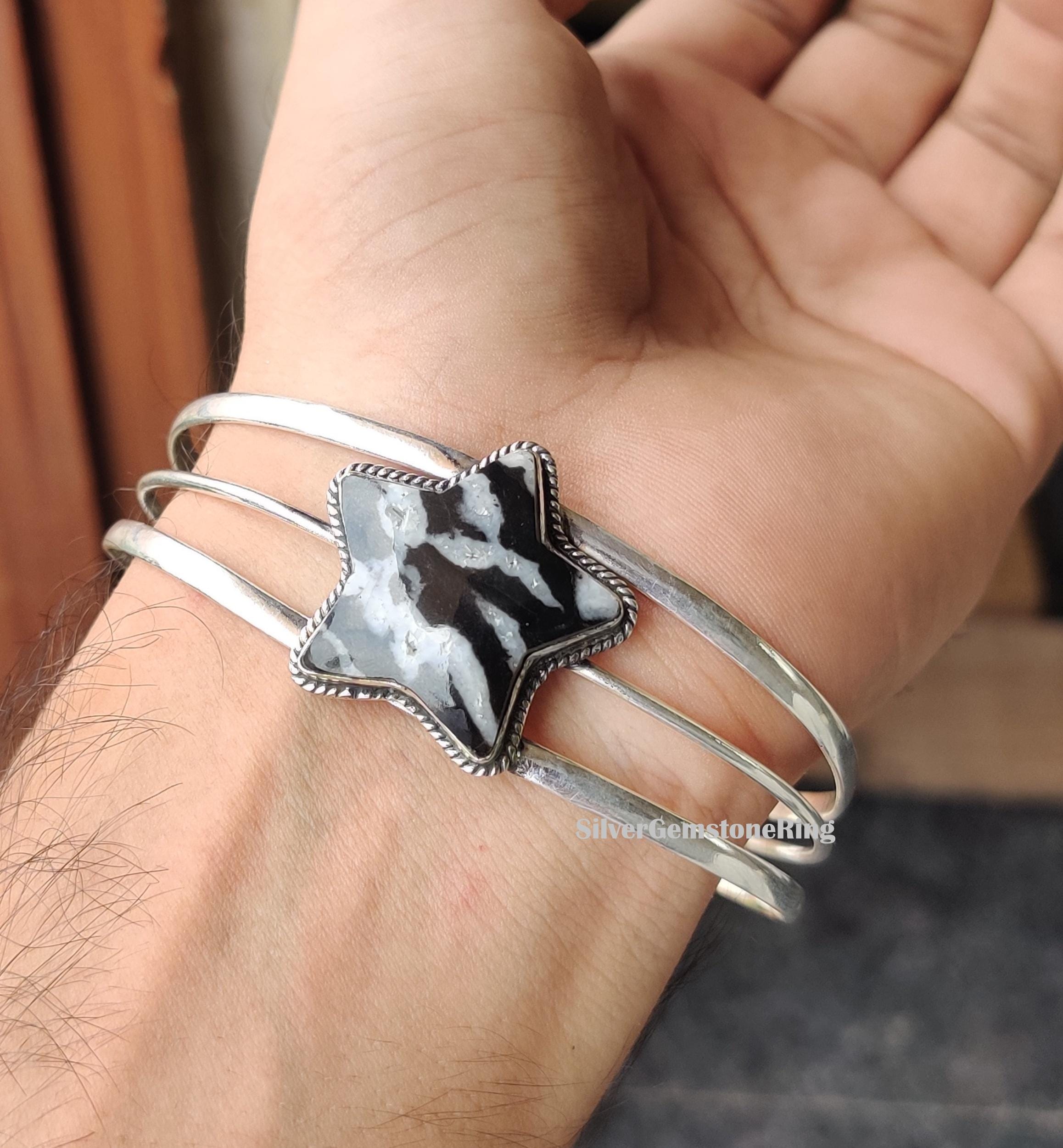 ホワイトバッファローターコイズバングル：調節可能なバングル、925