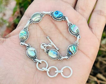 Abalone Muschel Armband, 925 Sterling Silber, verstellbar Armband, Geburtstag Geschenk