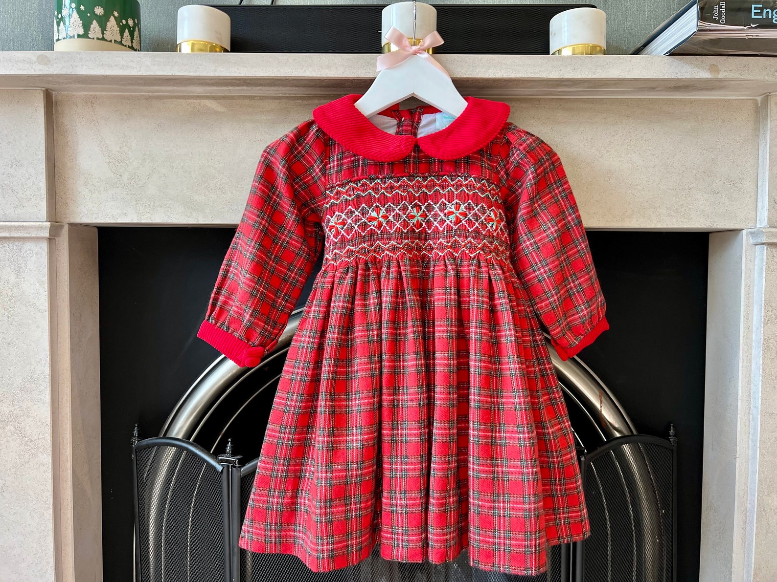 Frosted Red Tartan Handsmocked Boy 2-Pc Set main image 1