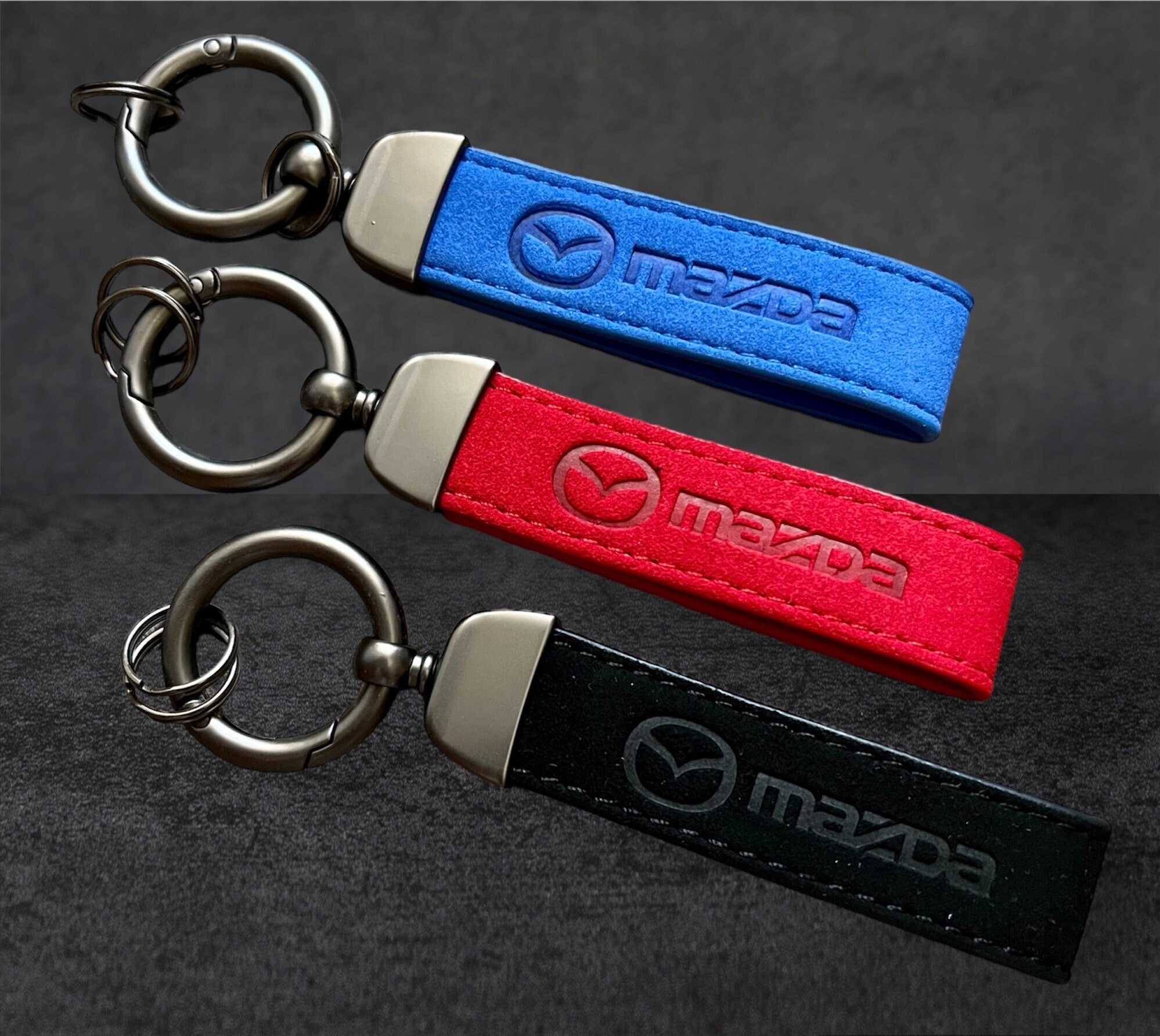 Schlüsselanhänger Mazda, Metall & Leder, schwarz, weitere  Fahrzeughersteller, Schlüsselanhänger