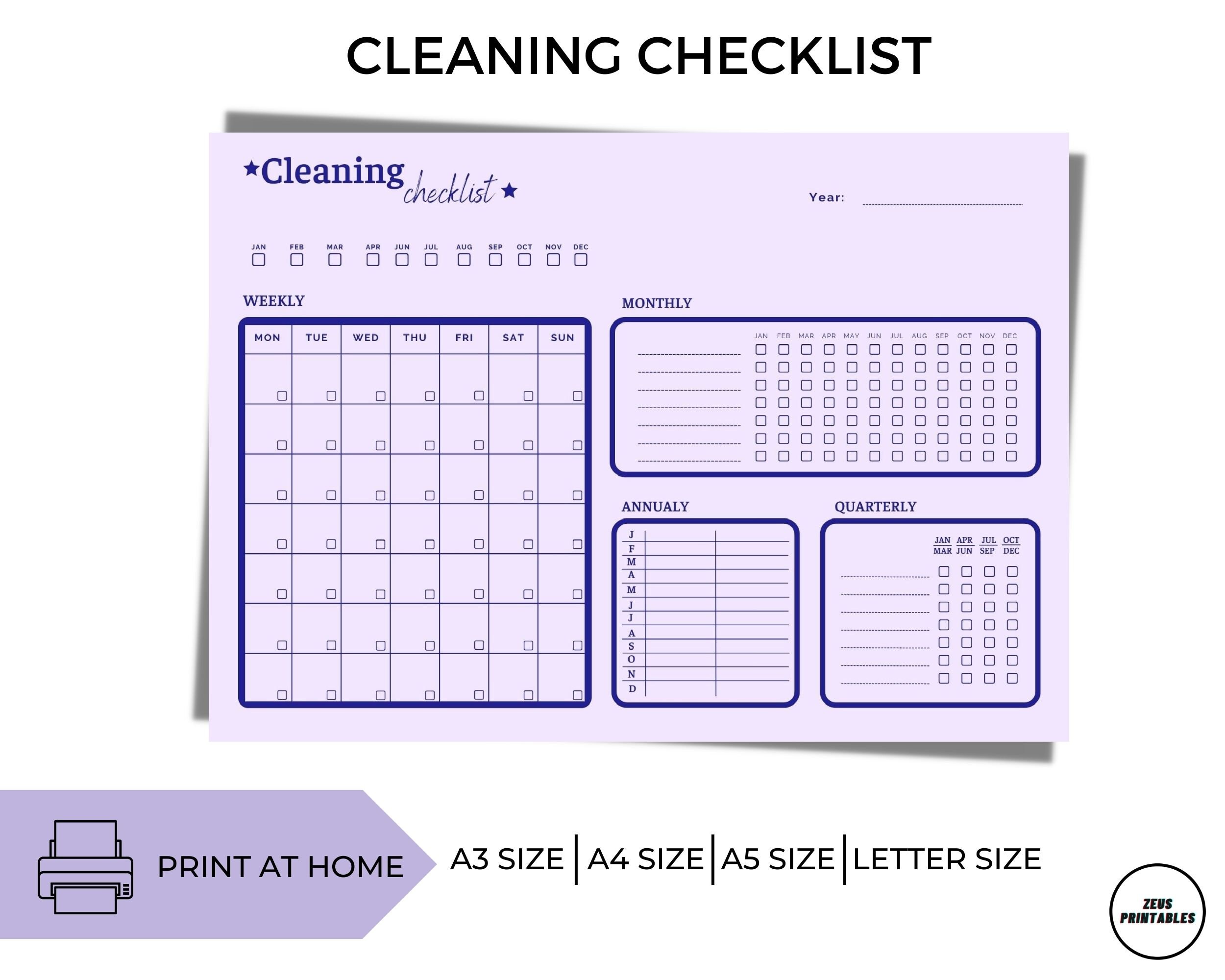 Weekly, Monthly, Yearly Cleaning Checklist Printable - Etsy
