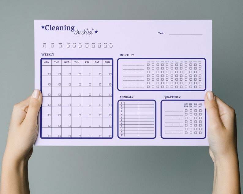 Weekly, Monthly, Yearly Cleaning Checklist Printable Etsy