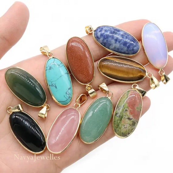 Natural Gemstone Pendants 925 Sterling Silver Pendants handmade Pendants oval Gemstone Silver Pendant Necklaces turquoise tiger Eye Pendant Etsy