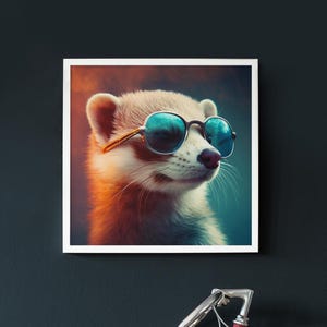 ファンキーなカワウソのウォールアートプリント – サングラスをかけたクールなカワウソ | おもしろ動物ポスター | 個性的なAIアートでお部屋を飾ろう