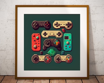 Printable Retro Handheld Game Consoles Poster, Birthday Gift For Gamers, Man Cave Gaming Room Decor, Video Game Wall Art,Downloadable Poster