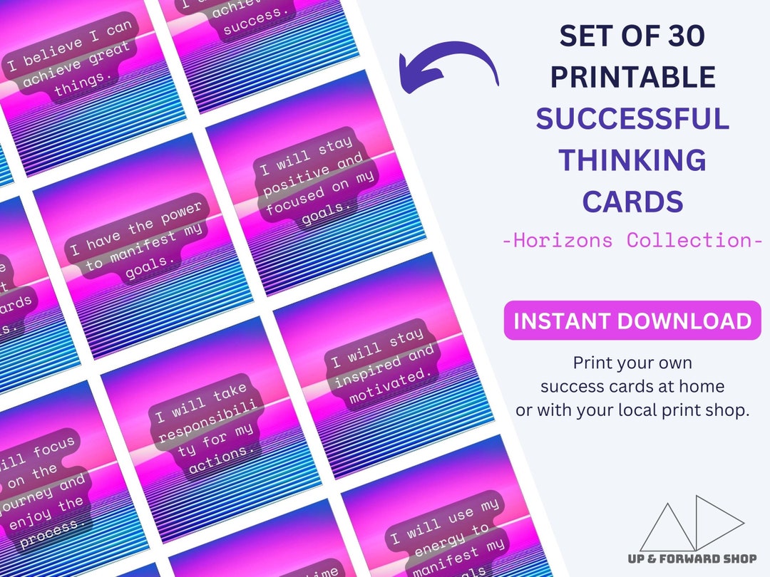 Daily Affirmation Cards for Successful Thinking, Printable Double Sided ...