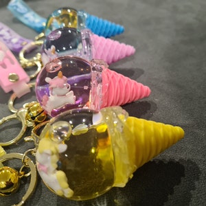 Eistüte Schlüsselanhänger Handschlaufe Regenbogen Meerjungfrau Blau Rosa Lila Gelb