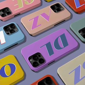 Funda de teléfono personalizada, funda de teléfono con iniciales, funda de teléfono con personalización creativa para iPhone 16 15 14 12 11, Samsung Galaxy S23 S22