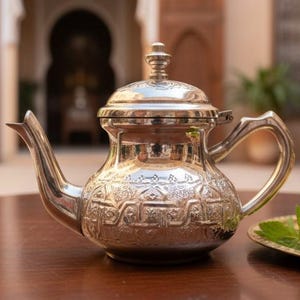 Moroccan Silver Teapot Handmade | Traditional Mint Tea Pot | Engraved Tea Maker | Authentic Berber Teapot Gift