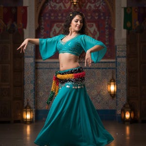 Châle Danse Orientale Rose - Foulard Ethnique Décoré Moyen-Orient - Neuf