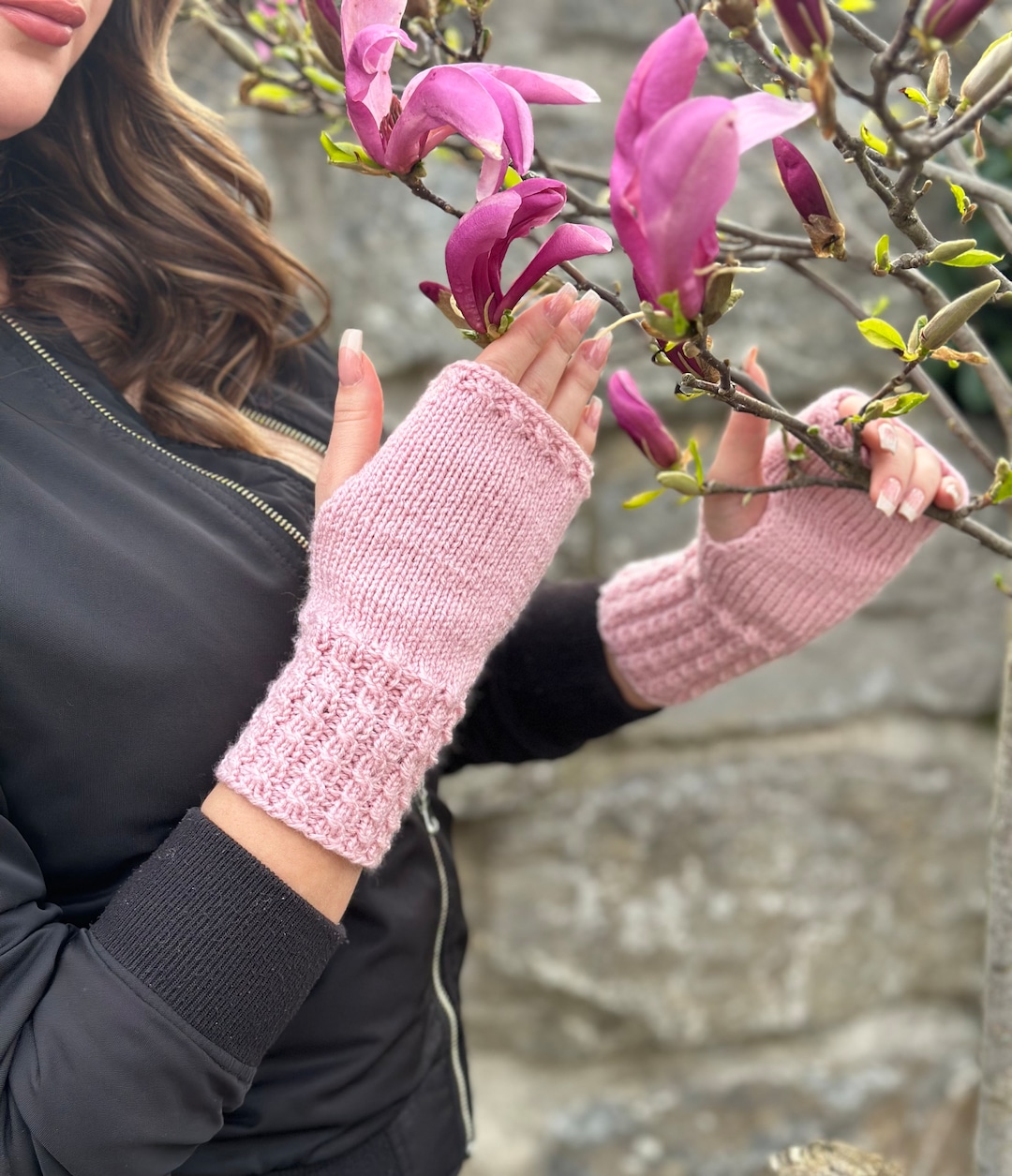 Wrist Warmers With Thumb Holes Arm Warmers With a Pattern Etsy