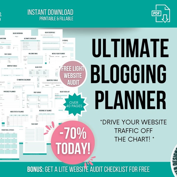 Ultimat bloggplanerare: Innehåll och SEO (digitalt, utskrivbart)