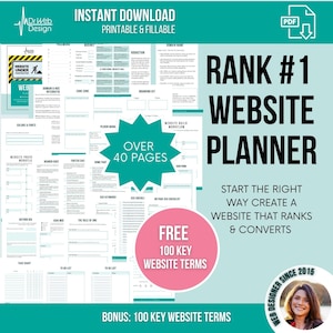 How to Plan a Website, Custom website Planner, Planner Website, Website workbook,  Wordpress website planner, Website Template