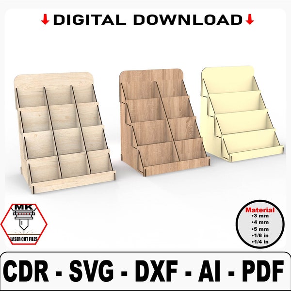 Laser Cut Display Stand Svg Files | 4 Shelf Display Stand File | Retail Display Stand | Vector Files For Wood Laser Cutting | market display
