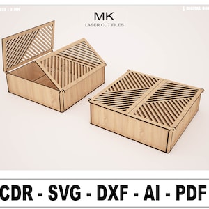 Jewelry Box Laser Cut Svg File, Decorative Gift Box with Lid , Wooden Storage Box dxf Files, Christmas Gift Box Templates, Digital Download