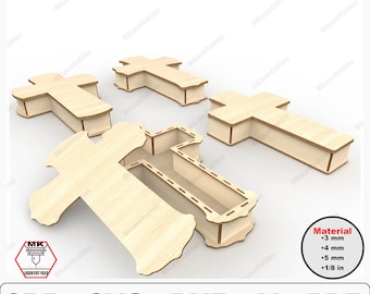 Cross Box Svg Laser Cut Files | Jesus Cross Box for Baptism | First Communion Jewelry Box | Laser Cutting SVG for Religious Occasions