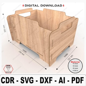 Laser geschnittene Aufbewahrungsbox-Dateien, lasergeschnittene Holzkiste, SVG-Dateien für Holz-Laserschneiden, Glowforge