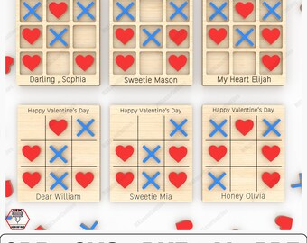 Valentines Day Tic Tac Toe Game Laser Cut SVG Files, Personalized Valentine Classroom Game, Perfect Gift for Lovers, Coffee Table Game board