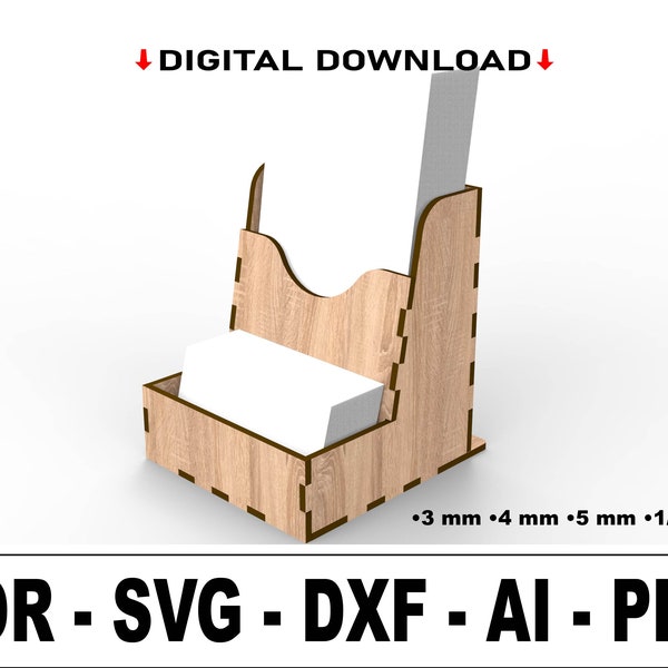 Présentoir pour cartes de visite et flyers, support pour carte de visite SVG, support pour carte de mariage, svg découpé au laser, fichiers vectoriels pour la découpe laser du bois