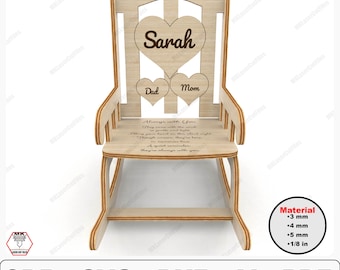 Memorial Rocking Chair Laser Cut SVG File, In Remembrance Wooden Gift, Memory Bench Laser Cut File, Funeral Sympathy Memory Chair Ornament