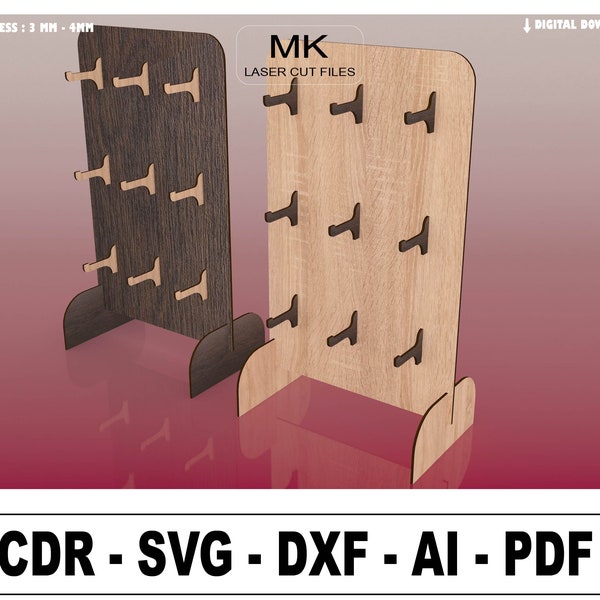 File SVG per espositore portachiavi tagliato al laser, file SVG per Cricut, file digitali tagliati al laser, supporto portachiavi, file tagliati SVG, download istantaneo