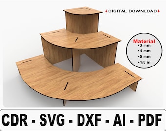 Laser Cut Display Stand Svg Files, Retail Stand ,Portable Store Display, SVG Files For Laser Cutting, 3 Shelf Display Stand