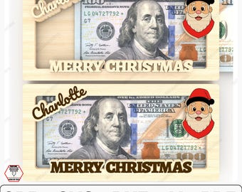 Monedero navideño, archivos SVG para corte láser, regalo de Navidad en efectivo