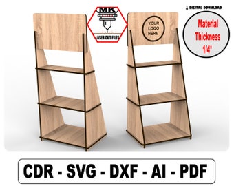 Laser Cut Display Stand Svg Files,3 shelves display stand svg files, retail display stand svg files, Vector Files For Wood Laser Cutting