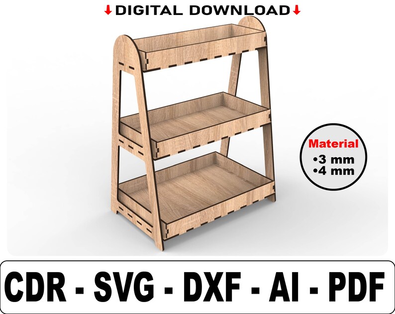 Display Stand Laser Cut Svg Files 3 Shelf Display Stand Etsy