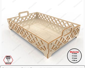 Elegant Geometric Wooden Serving Tray, Laser Cut SVG Files for DIY Home Decor, Digital Download for Laser Cutting Machines, Vector Files