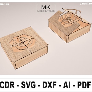 Laser Cut Decorative Box With double Lid Svg Files, Vector Files For Wood Laser Cutting, Mothers Day Gift, Gift For Mom, instant Download