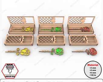 Mother's Day Rose Box Laser Cut Files, Plywood Storage Gift Patterns (Digital Download)