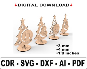 Ornaments Holder, Mini Christmas Decor, Tree Ornament Stand, Laser Cut Files