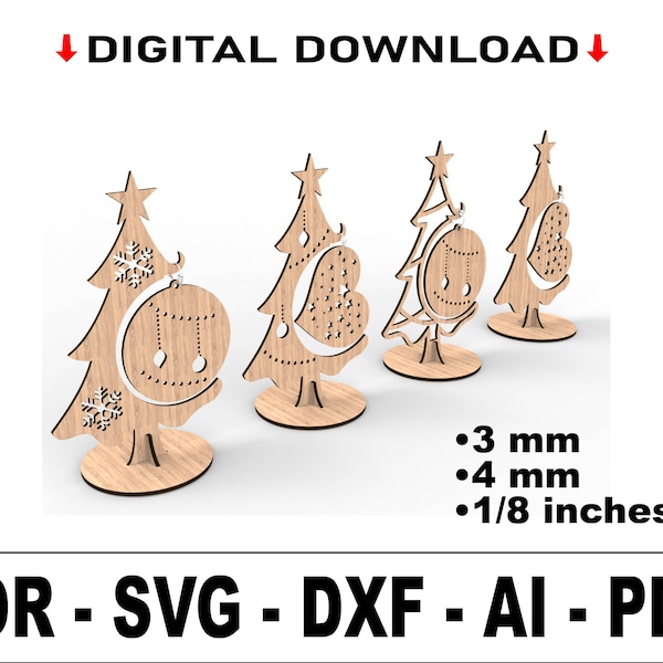 Weihnachtsbaum Ornament Halter Laser Datei, Weihnachtsbaum Ornament Stand Laser geschnitten Dateien, Herz Form Ornamente Laser geschnitten Dateien, Weihnachtsbaum