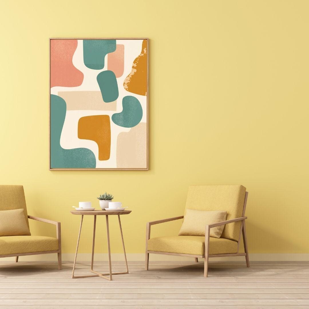 Mid Century Modern Abstract Art Print, Retro Shapes, Scandinavian Decor ...